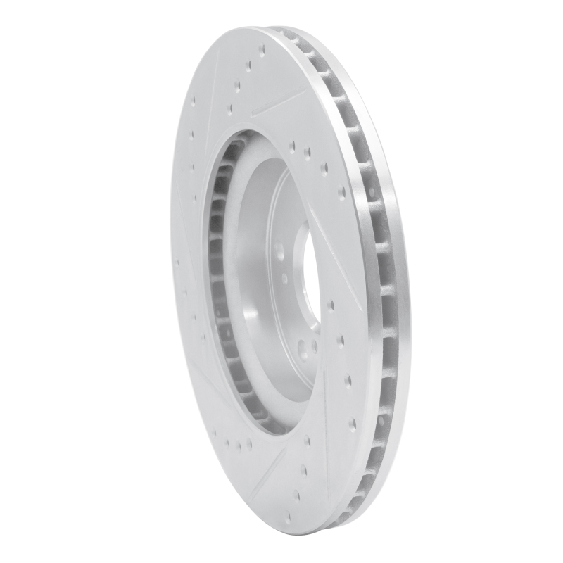 Honda CR-V Brake Rotor (1) - Front Right - R1 Concepts - Drilled & Slotted - Silver - `12-`16